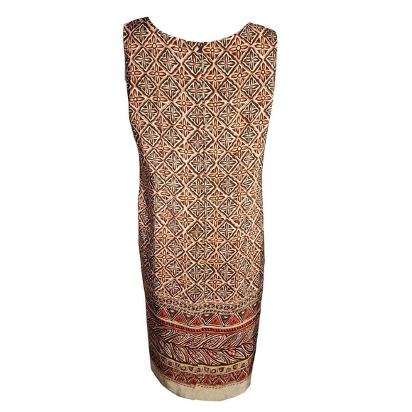 SAG HARBOR Brown Pink Geometric Sleeveless Zip Back Dress Womens Size 14 - Picture 3 of 7